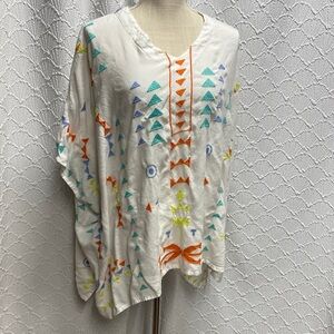 APNY size 2X‎ oversized embroidery Colorful Geometric Patterned soft viscose